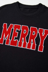 MERRY Round Neck Long Sleeve Top and Shorts Set - Trendsi - Flyclothing LLC