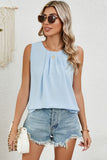 Ruched Round Neck Tank - Trendsi