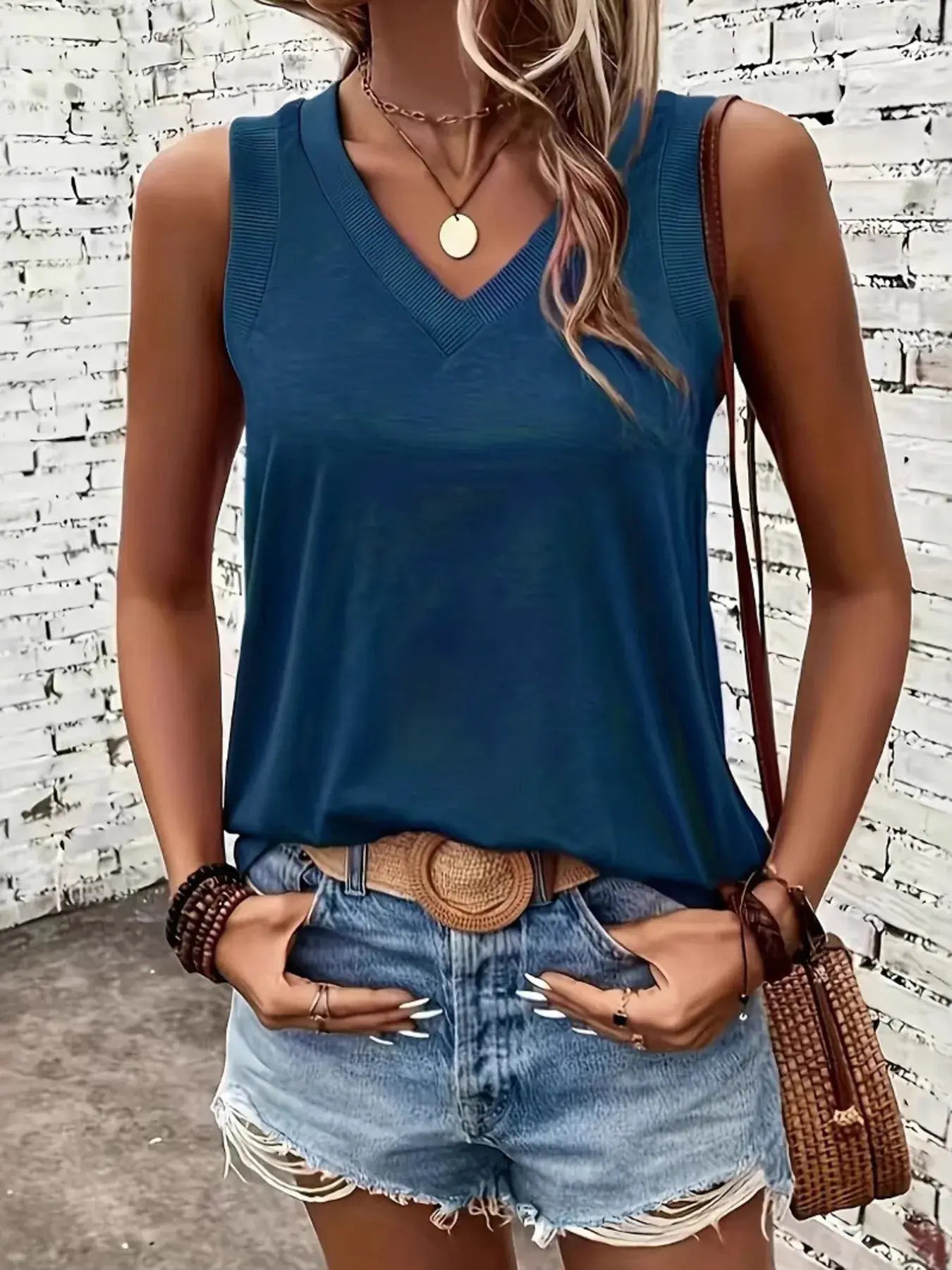 V-Neck Tank - Trendsi - Flyclothing LLC