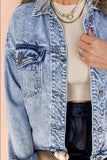 Pocketed Button Up Dropped Shoulder Denim Jacket - Trendsi - Flyclothing LLC