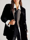 Lapel Collar Long Sleeve Blazer with Pockets - Trendsi - Flyclothing LLC
