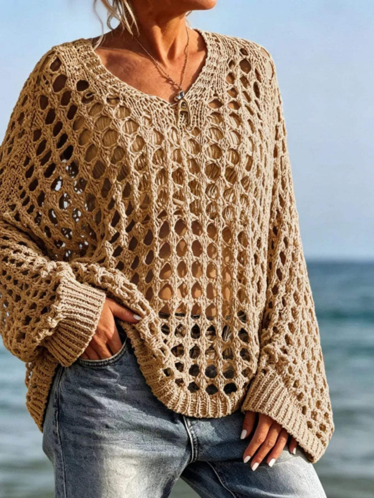 Lightweight Openwork Crochet Knit Cover Up - Trendsi - Flyclothing LLC