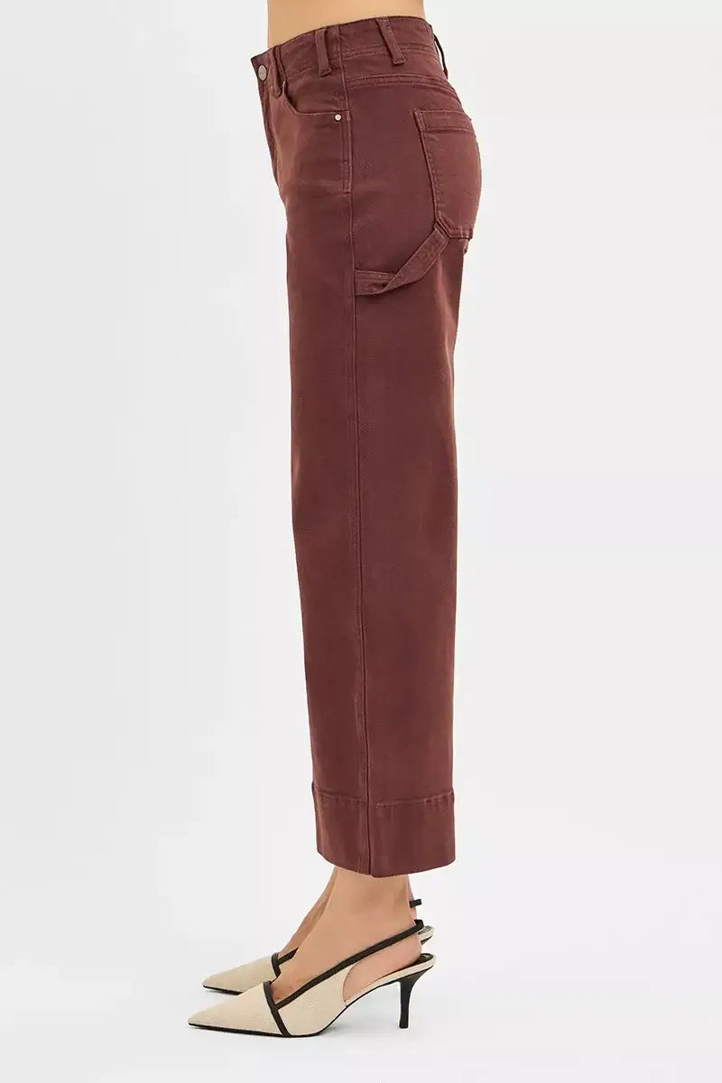 RISEN Tummy Control High Rise Crop Wide No Waist Band Pants - Trendsi - Flyclothing LLC