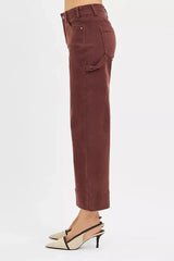 RISEN Tummy Control High Rise Crop Wide No Waist Band Pants - Trendsi - Flyclothing LLC