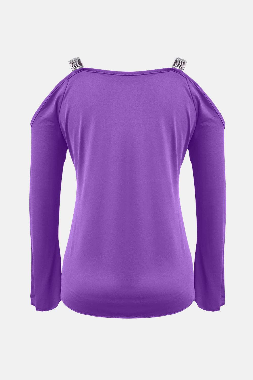 Sequin V-Neck Cold Shoulder Top - Trendsi - Flyclothing LLC