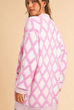 Geometric Open Front Long Sleeve Cardigan - Trendsi