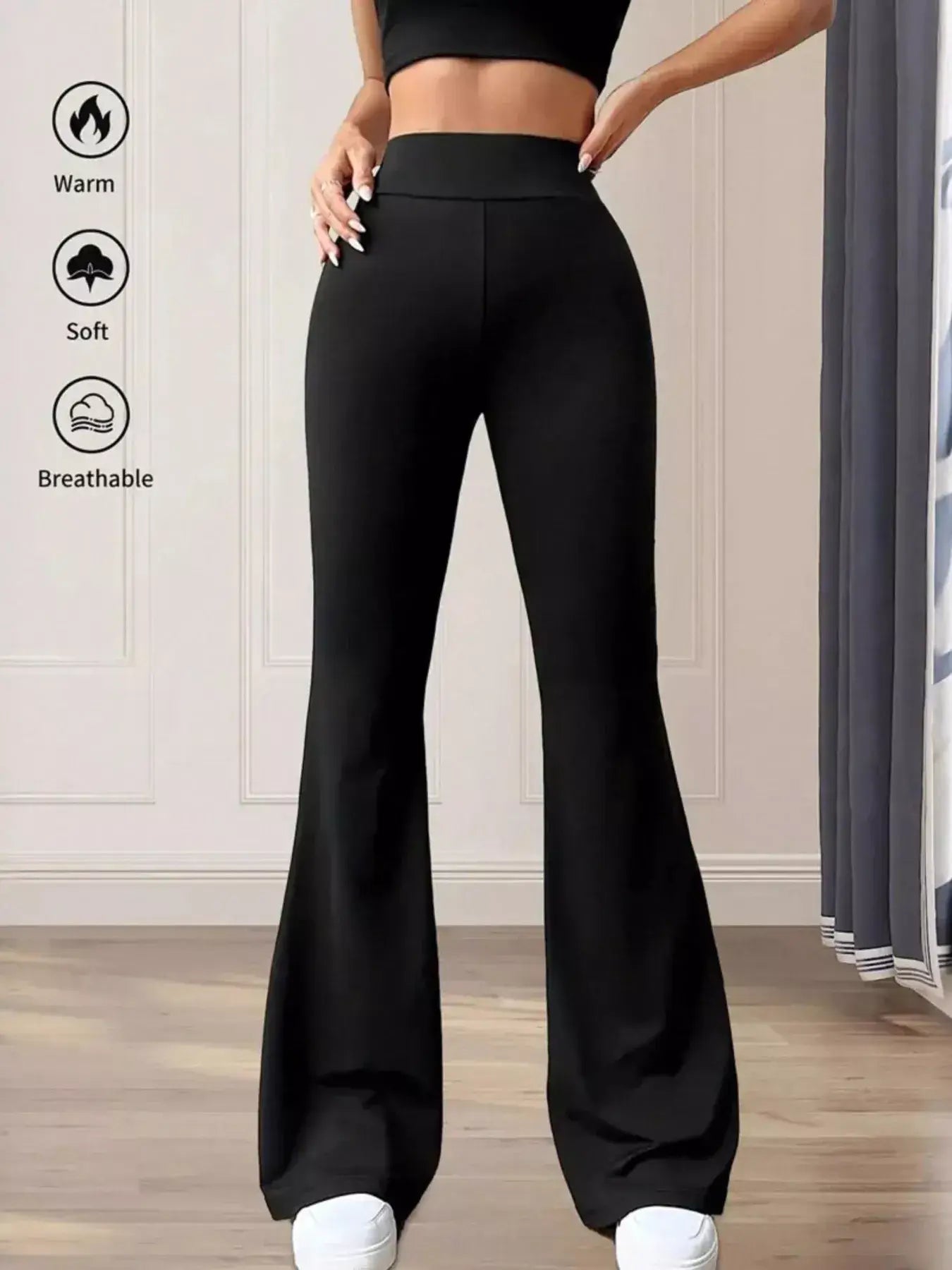 High Waist Slim Fit Flare Pants - Trendsi - Flyclothing LLC