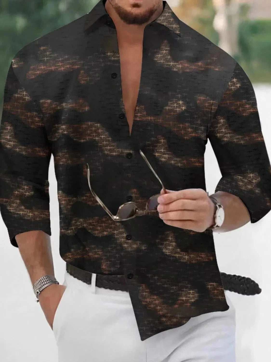 Men's Full Size Collared Neck Long Sleeve Shirt Plus Size - Trendsi - Flyclothing LLC