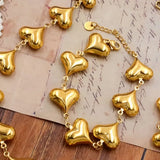 18K Gold-Plated Heart Charm Bracelet - Trendsi - Flyclothing LLC