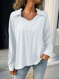 Button Down Collared Neck Long Sleeve Shirt - Trendsi - Flyclothing LLC