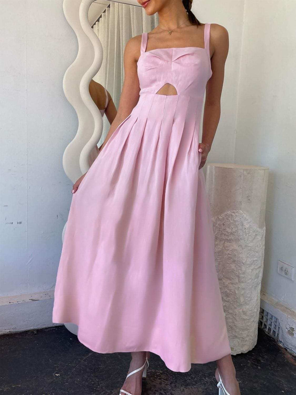 Devine Cutout Square Neck Cami Dress - Trendsi - Flyclothing LLC