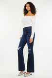 Kancan Button Fly High Rise Distressed Flare Jeans - Trendsi