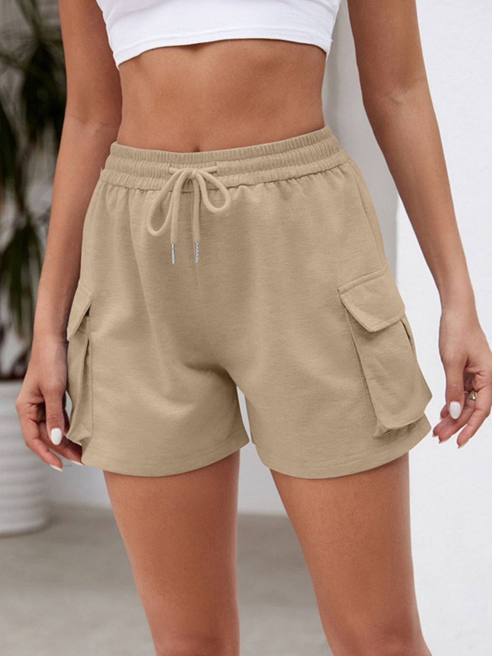 Drawstring Elastic Waist Shorts with Pockets - Trendsi
