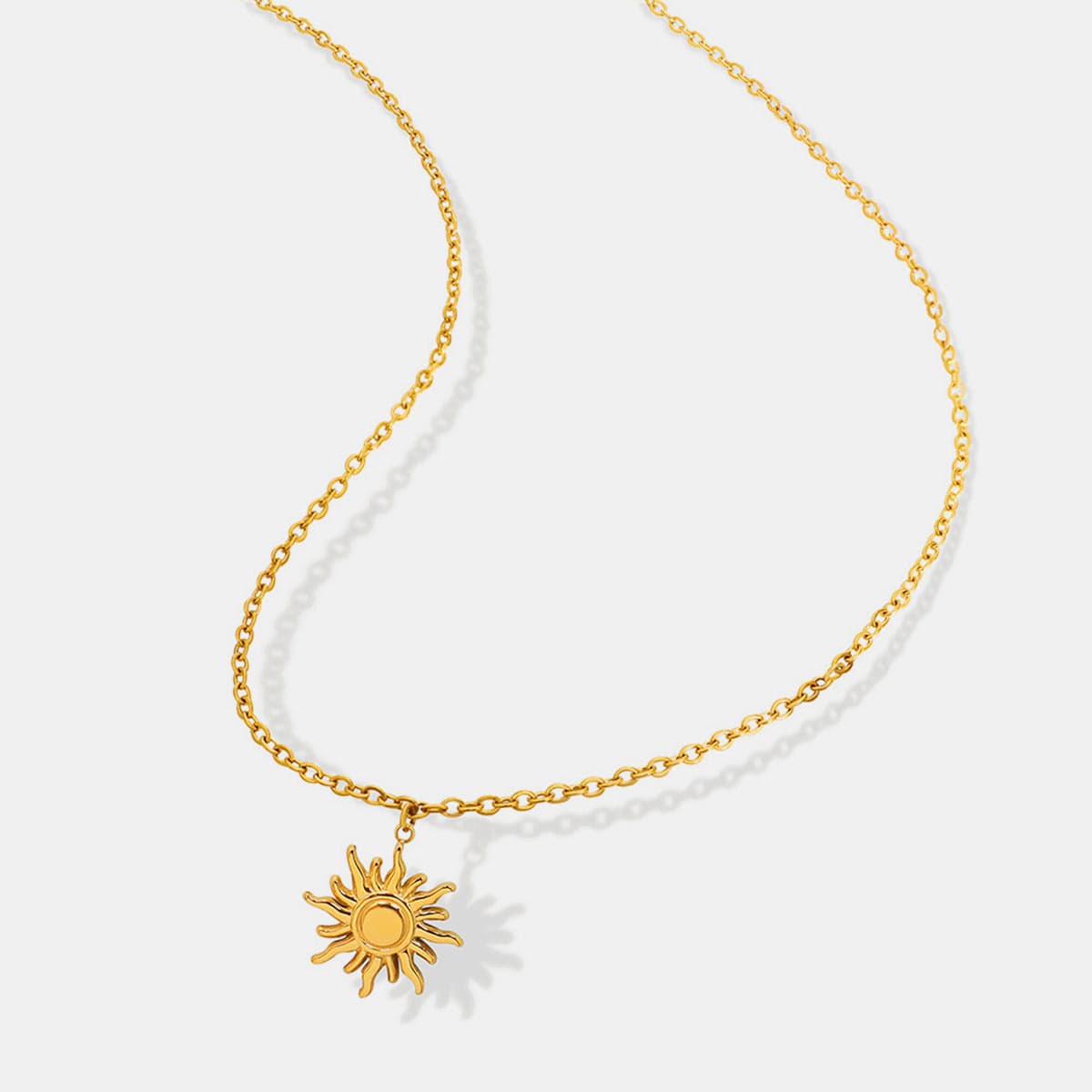 Titanium Steel Sun Shape Pendant Necklace - Trendsi