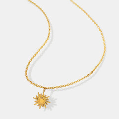 Titanium Steel Sun Shape Pendant Necklace - Trendsi