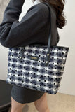 Heart Plaid PU Leather Strap Tote Bag - Trendsi - Flyclothing LLC