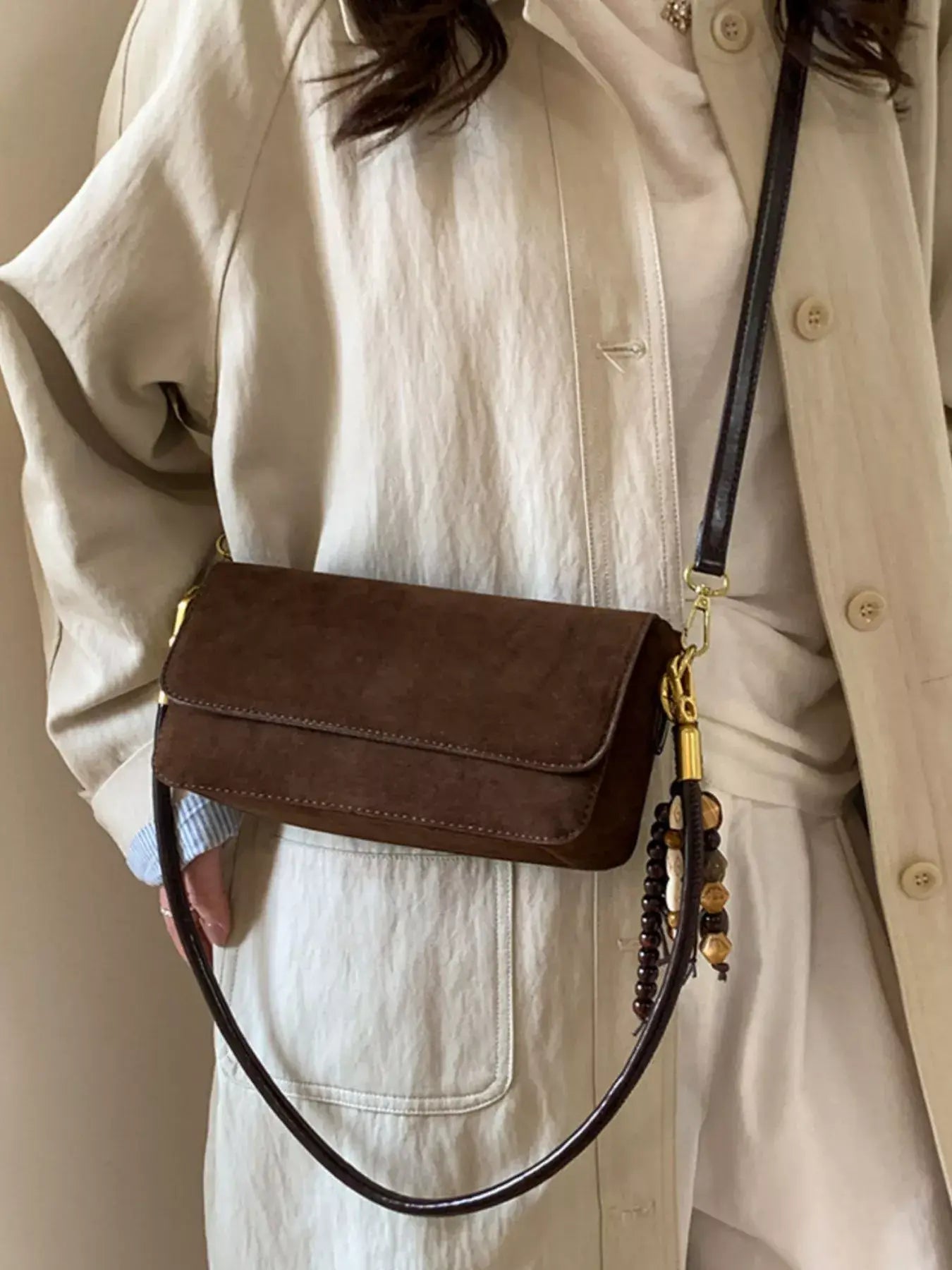Adjustable Strap Flap Shoulder Bag - Trendsi - Flyclothing LLC