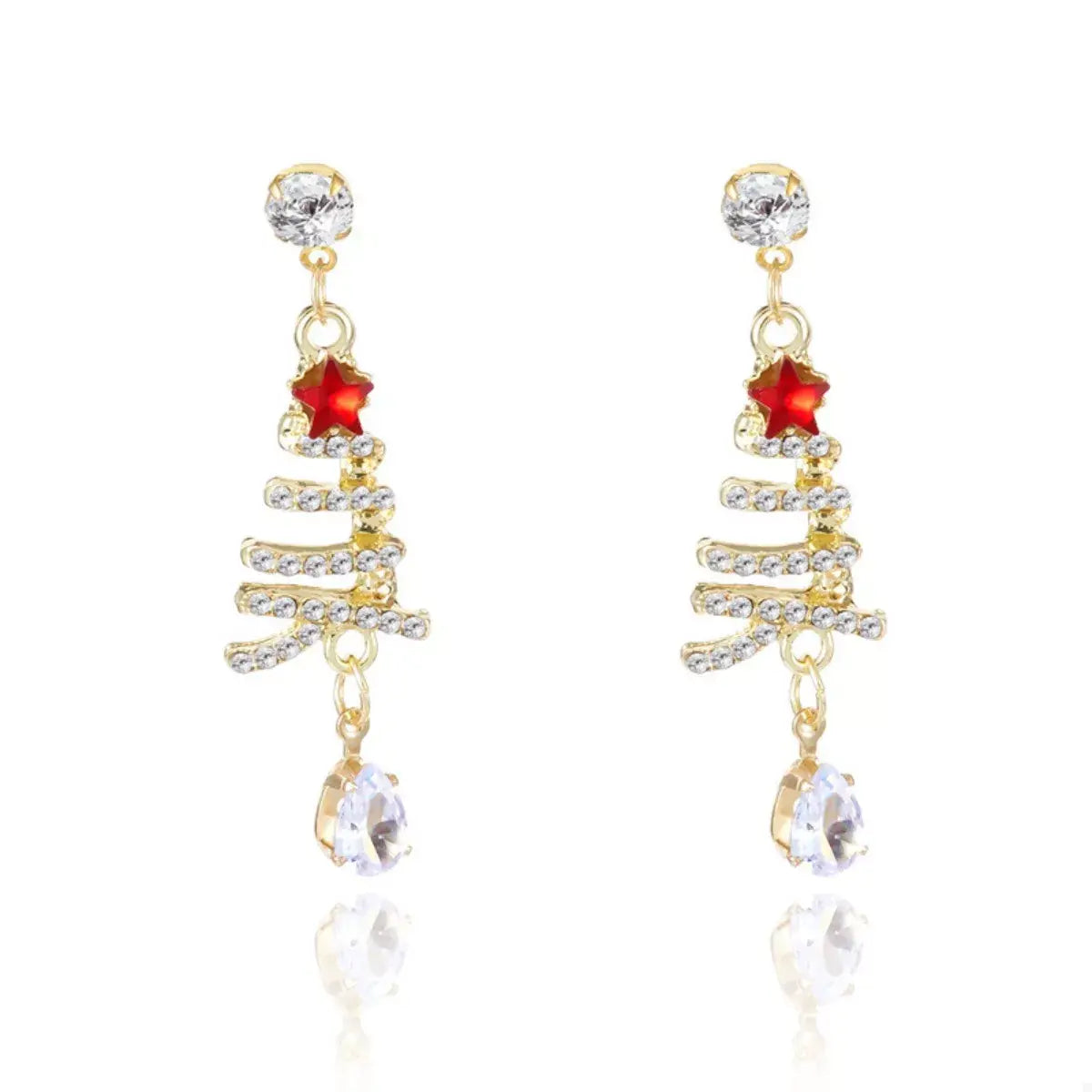 18K Gold-Plated Christmas Tree Earrings - Trendsi - Flyclothing LLC