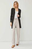 Be Cool Ribbed Open Front Long Sleeve Cardigan - Trendsi - Flyclothing LLC