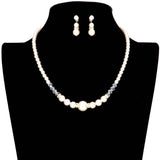Bicone Bead Pointed Pearl Necklace Earring Set - Madeline Love - Flyclothing LLC