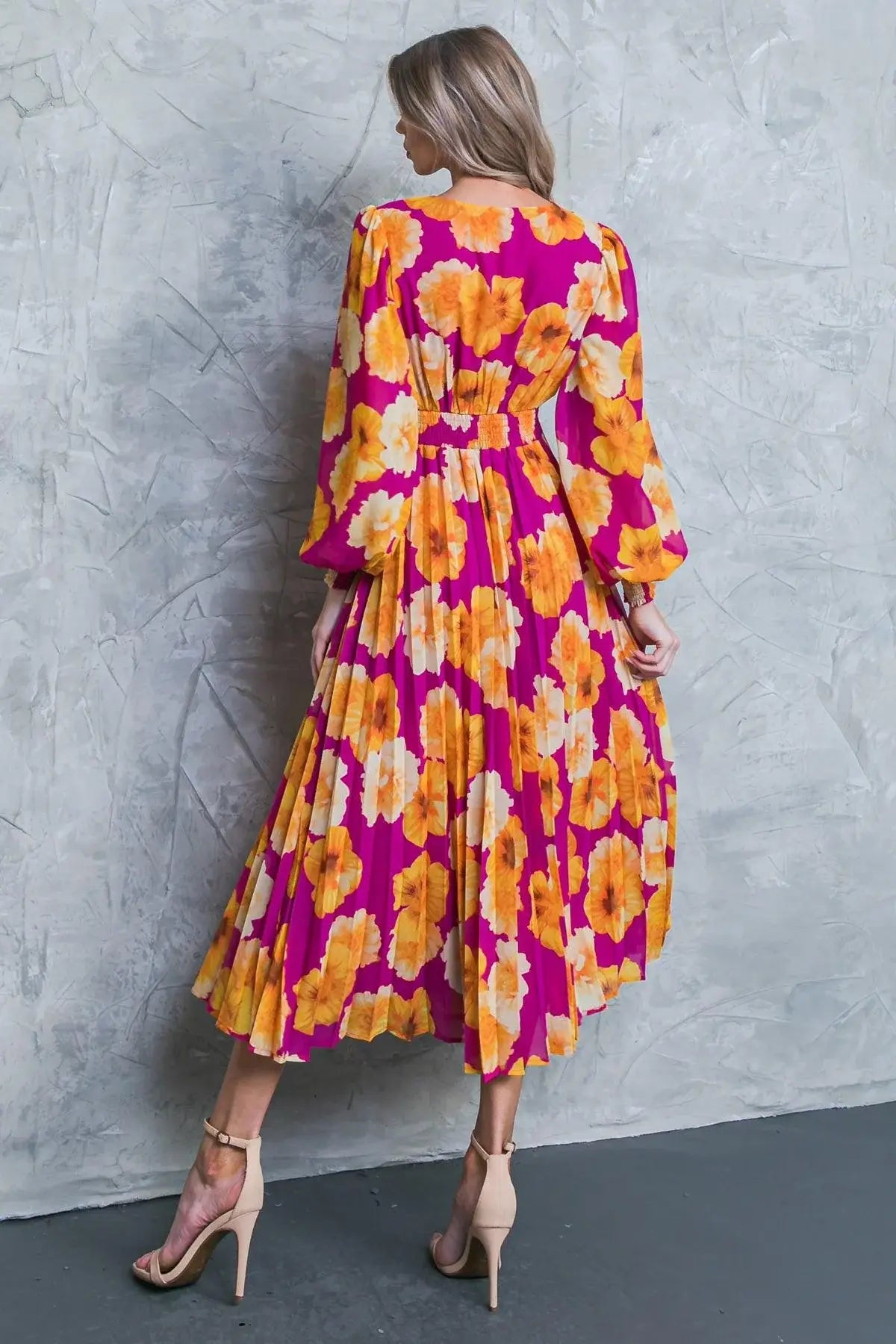 LOOK AT HER FLORAL WOVEN MIDI DRESS - Flying Tomato - Flyclothing LLC