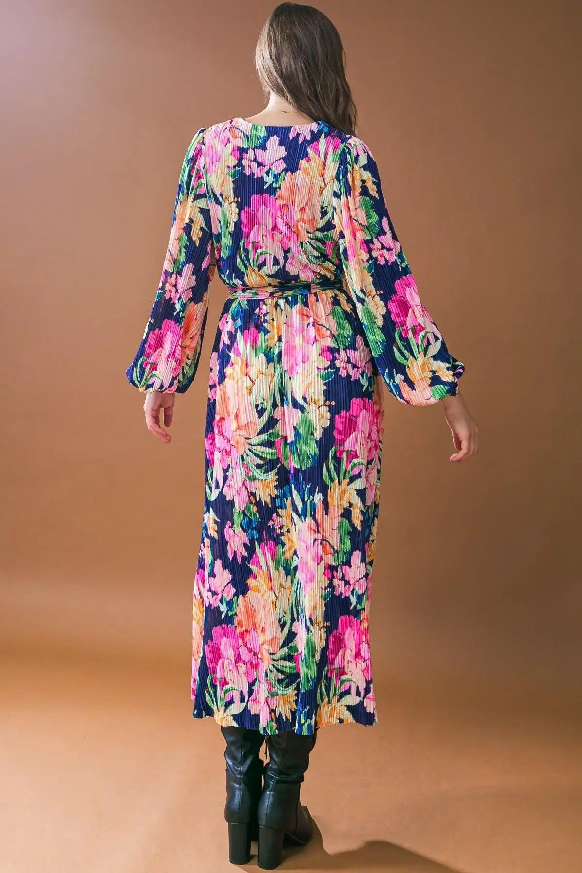 BREATHTAKING MOMENT WOVEN PLISSE MIDI DRESS - Flying Tomato - Flyclothing LLC