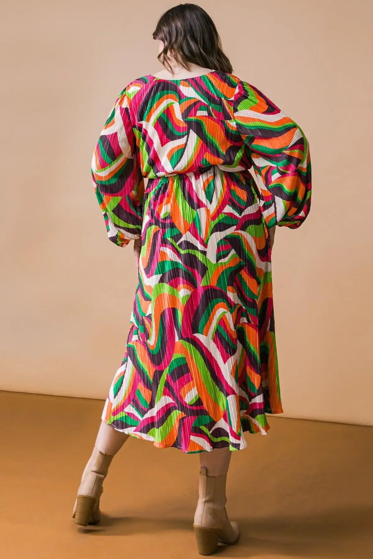 DESTINED TO IMPRESS PLISSE MIDI DRESS - Flying Tomato - Flyclothing LLC