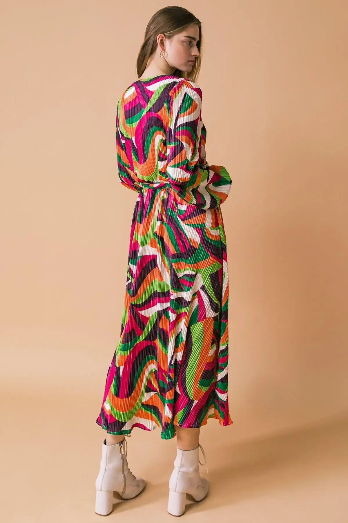 DESTINED TO IMPRESS PLISSE MIDI DRESS - Flying Tomato - Flyclothing LLC