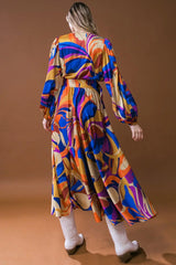 BOLD ADVENTURES WOVEN SATIN MIDI DRESS - Flying Tomato - Flyclothing LLC