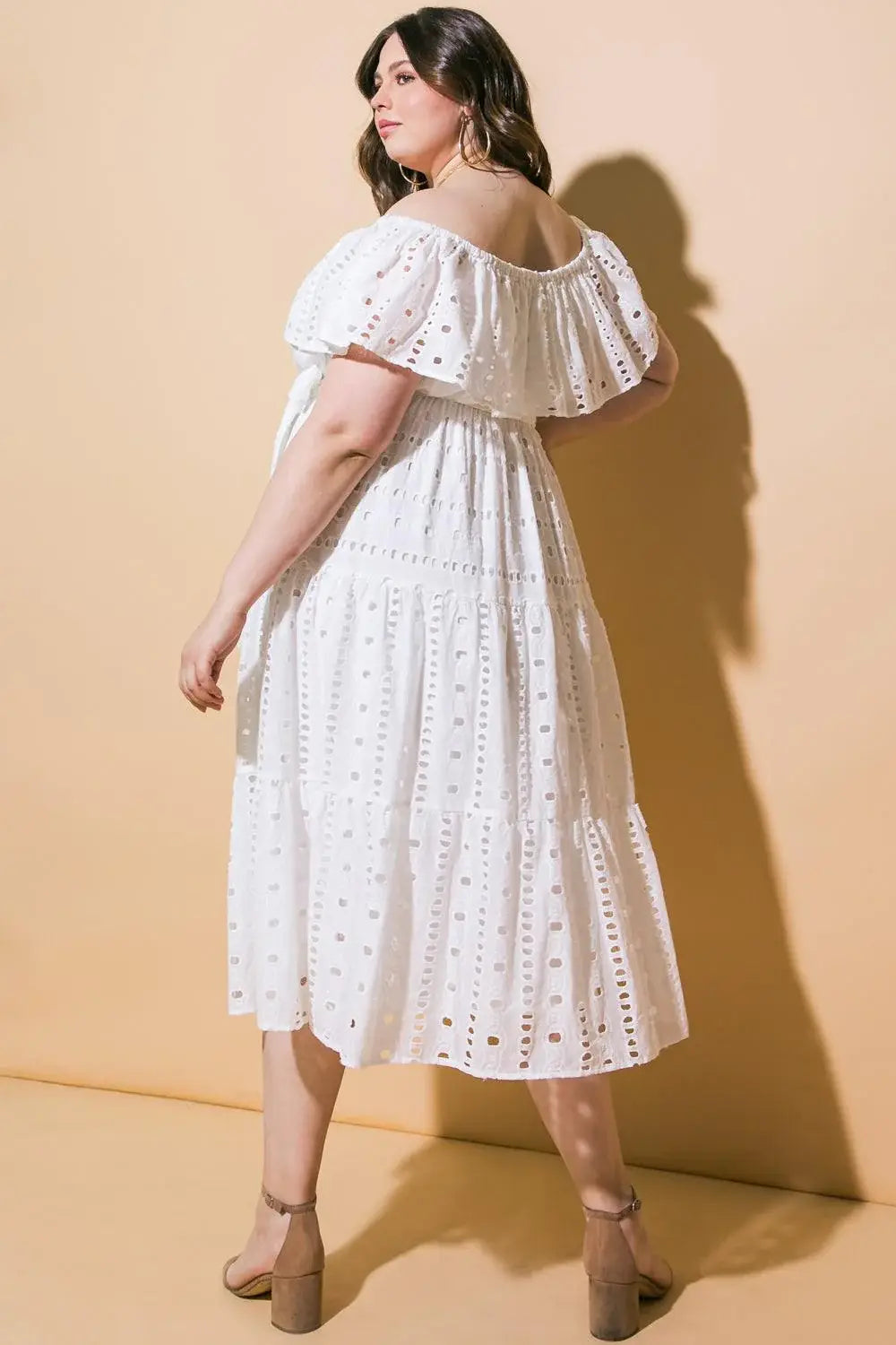 CATCHING MY BREATH EYELET MIDI DRESS - Flying Tomato - Flyclothing LLC
