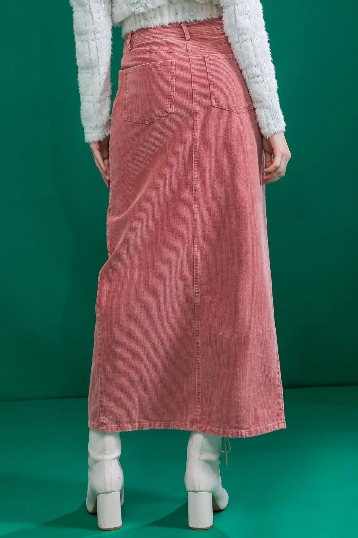 PERFECT PICK CORDUROY MIDI SKIRT - Flying Tomato - Flyclothing LLC