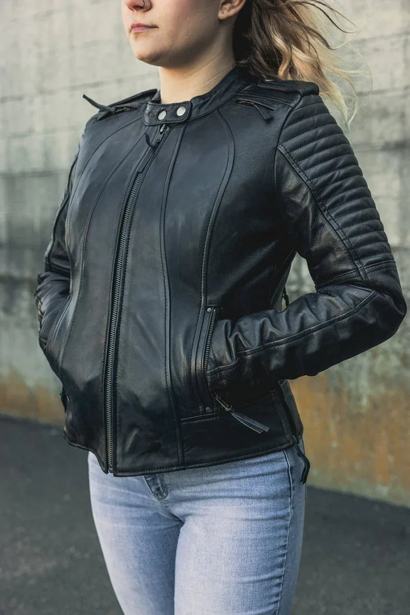Biker - Women's Motorcycle Leather Jacket - First Manufacturing Company - Flyclothing LLC