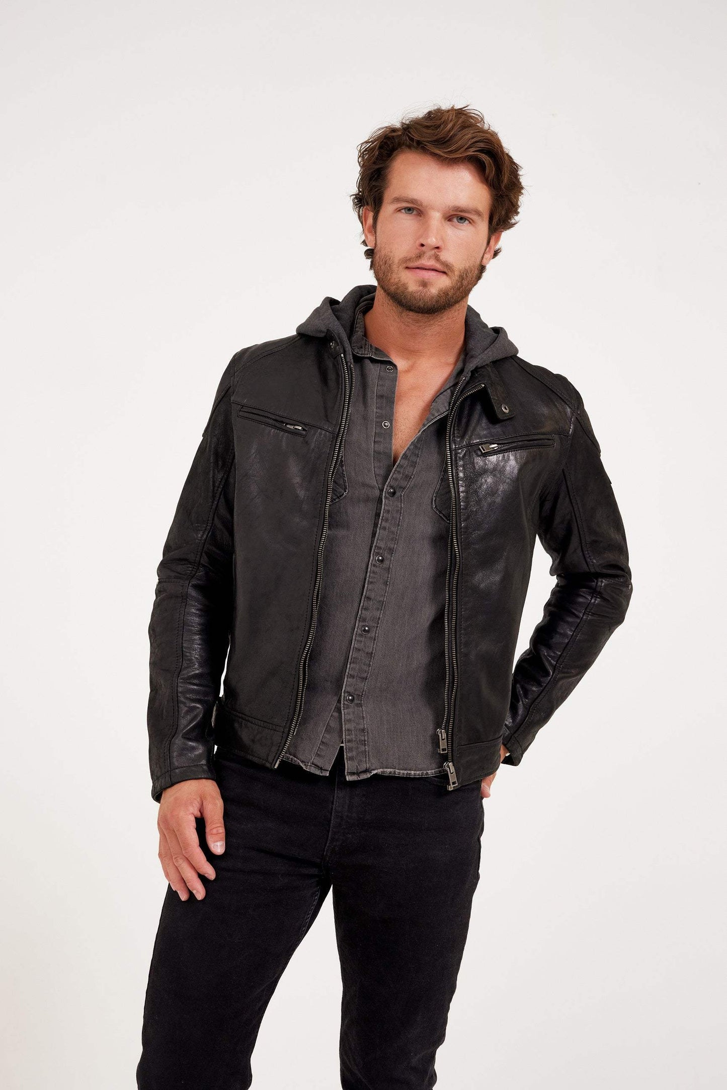 Biko RF Leather Jacket, Black