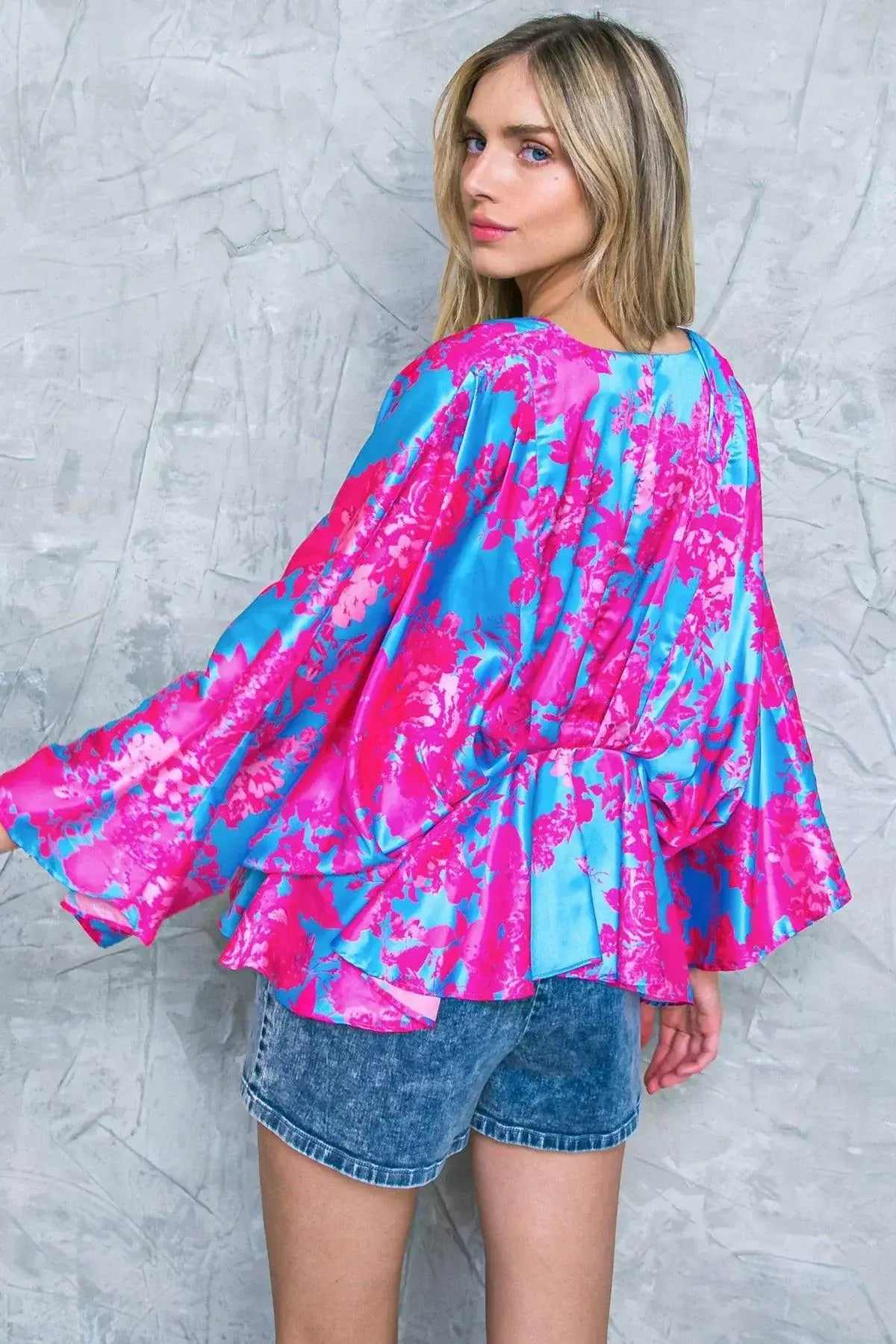 HERE WE GO AGAIN BLUE WOVEN TOP - Flying Tomato - Flyclothing LLC