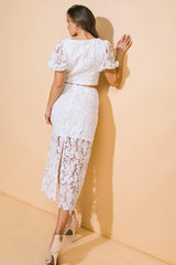 UNFORGETTABLE ICON WOVEN LACE TOP AND SKIRT SET - Flying Tomato - Flyclothing LLC