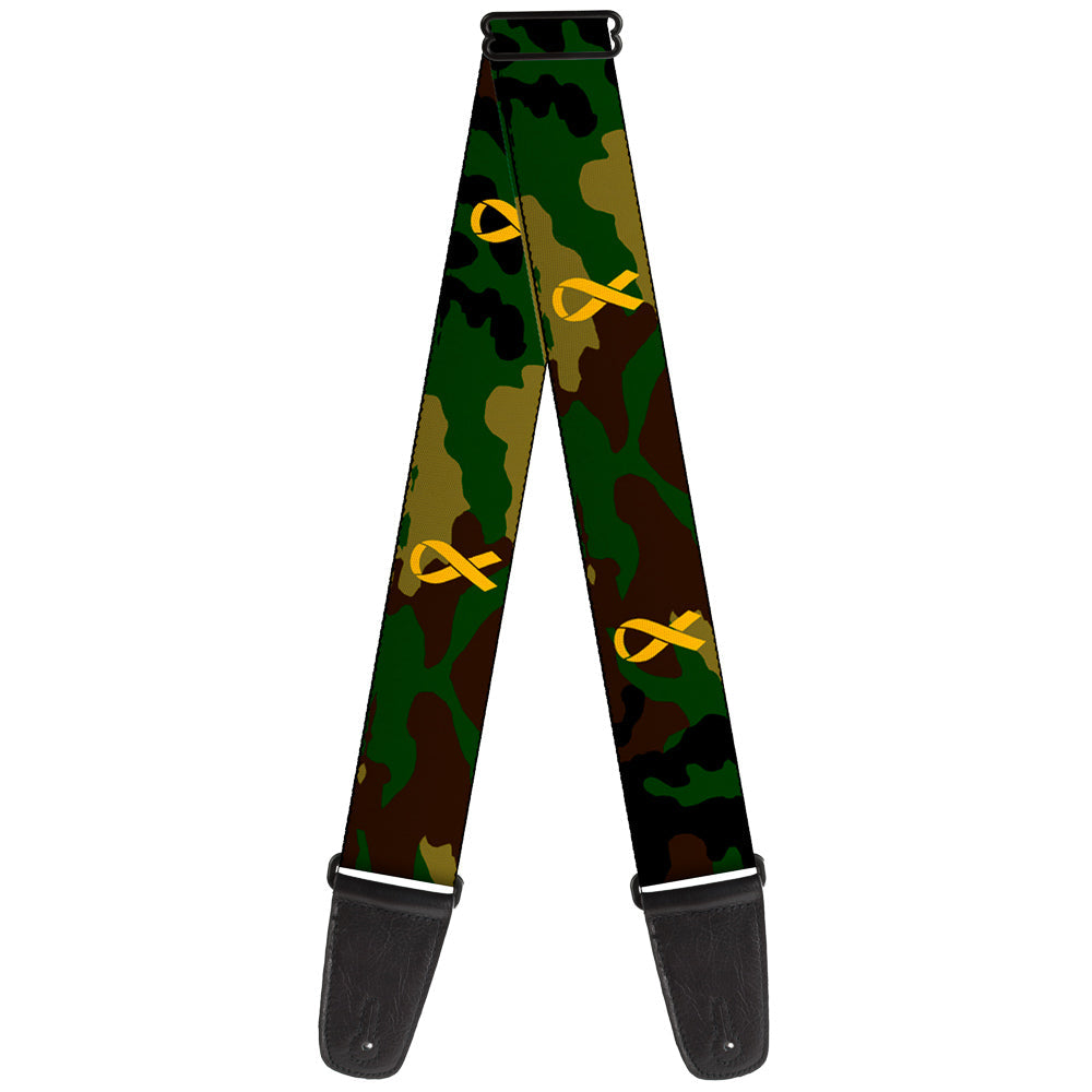 Guitar Strap - Support Our Troops Camo Olive Yellow Ribbon - Buckle-Down - Flyclothing LLC