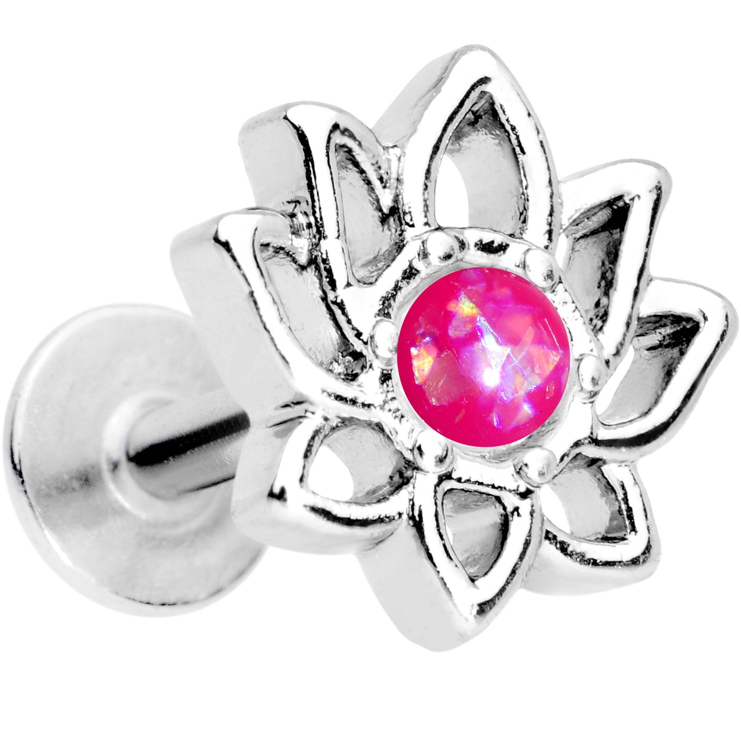 16G 1/4 Pink Faux Opal Lotus Flower Tragus Cartilage Earring - BodyCandy - Flyclothing LLC