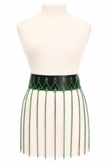 Daisy Corsets Black Faux Leather & Green Metallic Chain Fringe Skirt - Daisy Corsets