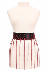 Daisy Corsets Black Faux Leather & Red Metallic Chain Fringe Skirt - Daisy Corsets