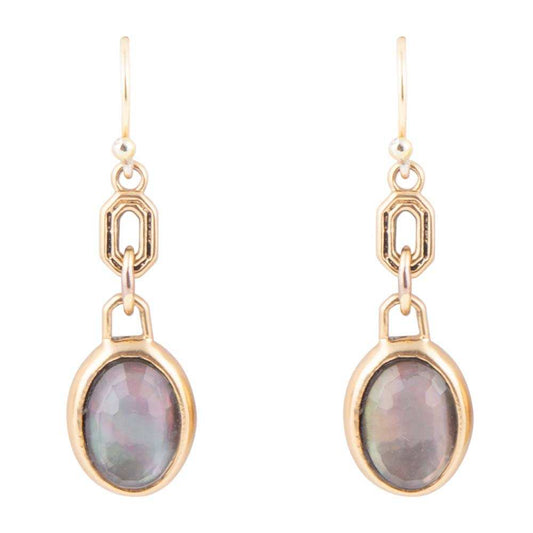 Black Mother of Pearl and Golden Bronze Drop Earrings - Barse Jewelry - Flyclothing LLC
