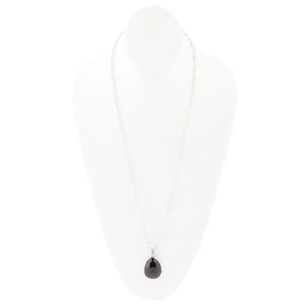 Black Onyx and Sterling Silver Teardrop Pendant Necklace - Barse Jewelry - Flyclothing LLC