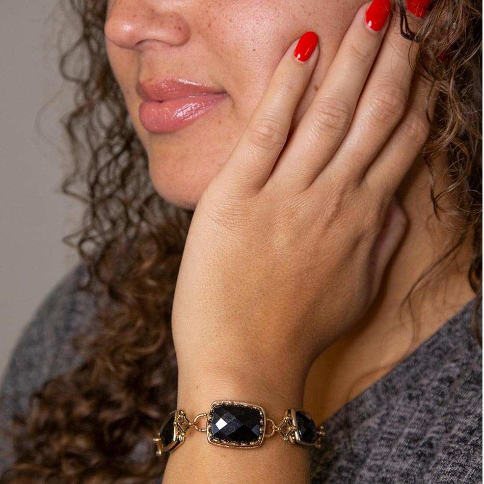 Black Onyx Golden Link Bracelet - Barse Jewelry - Flyclothing LLC