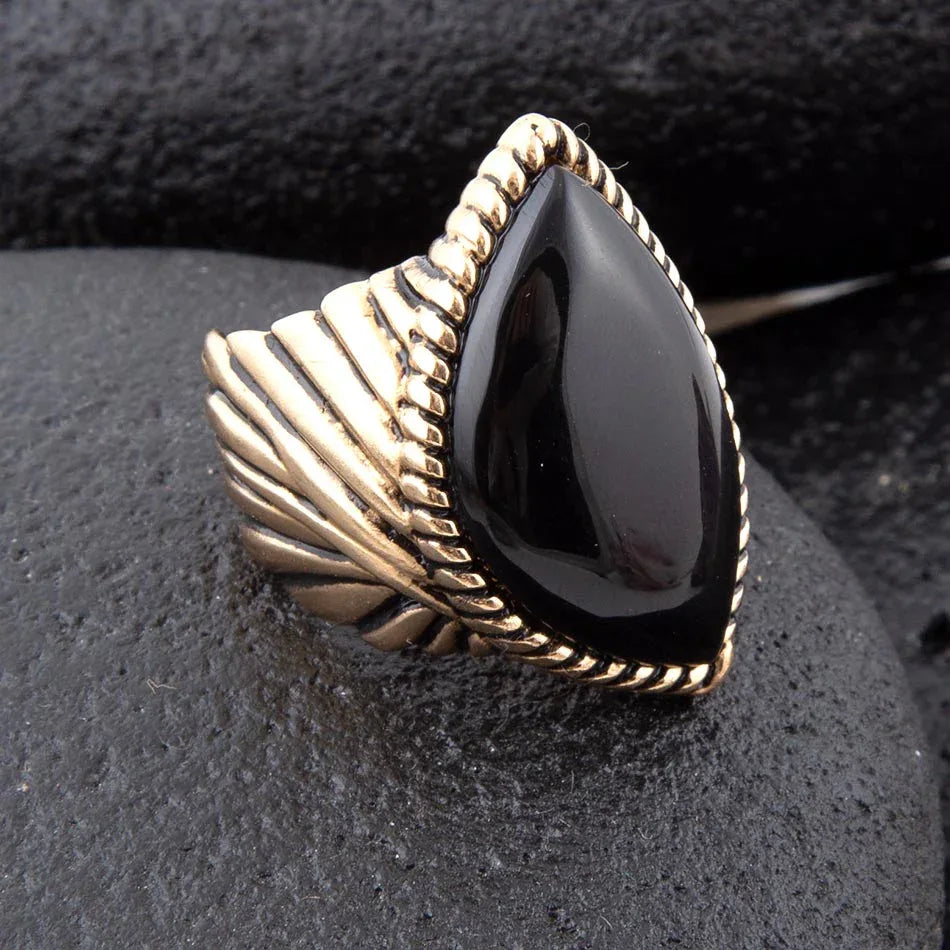 Black Onyx Golden Statement Rings - Barse Jewelry - Flyclothing LLC