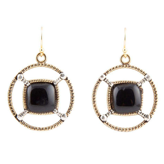 Black Onyx Mixed Metal Drop Earrings - Barse Jewelry - Flyclothing LLC