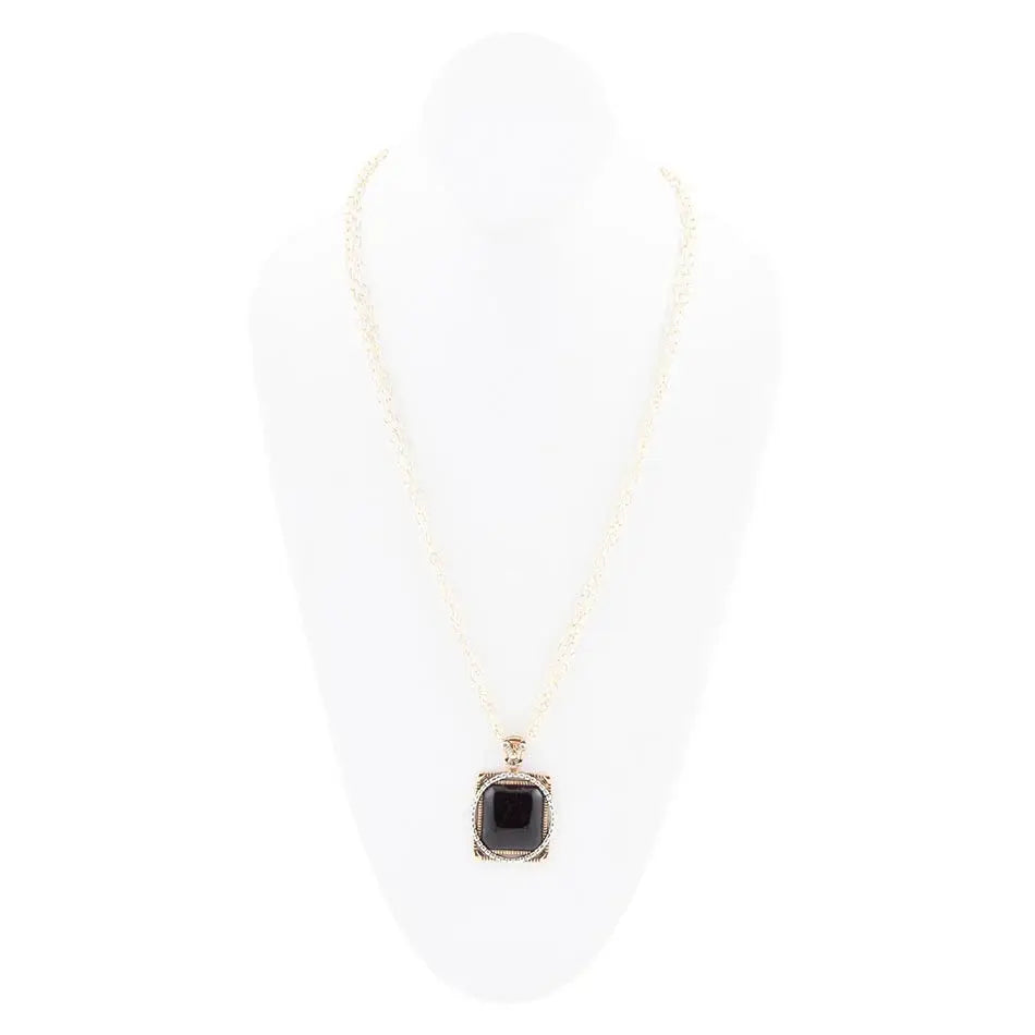 Black Onyx Mixed Metal Pendant Necklace - Barse Jewelry - Flyclothing LLC