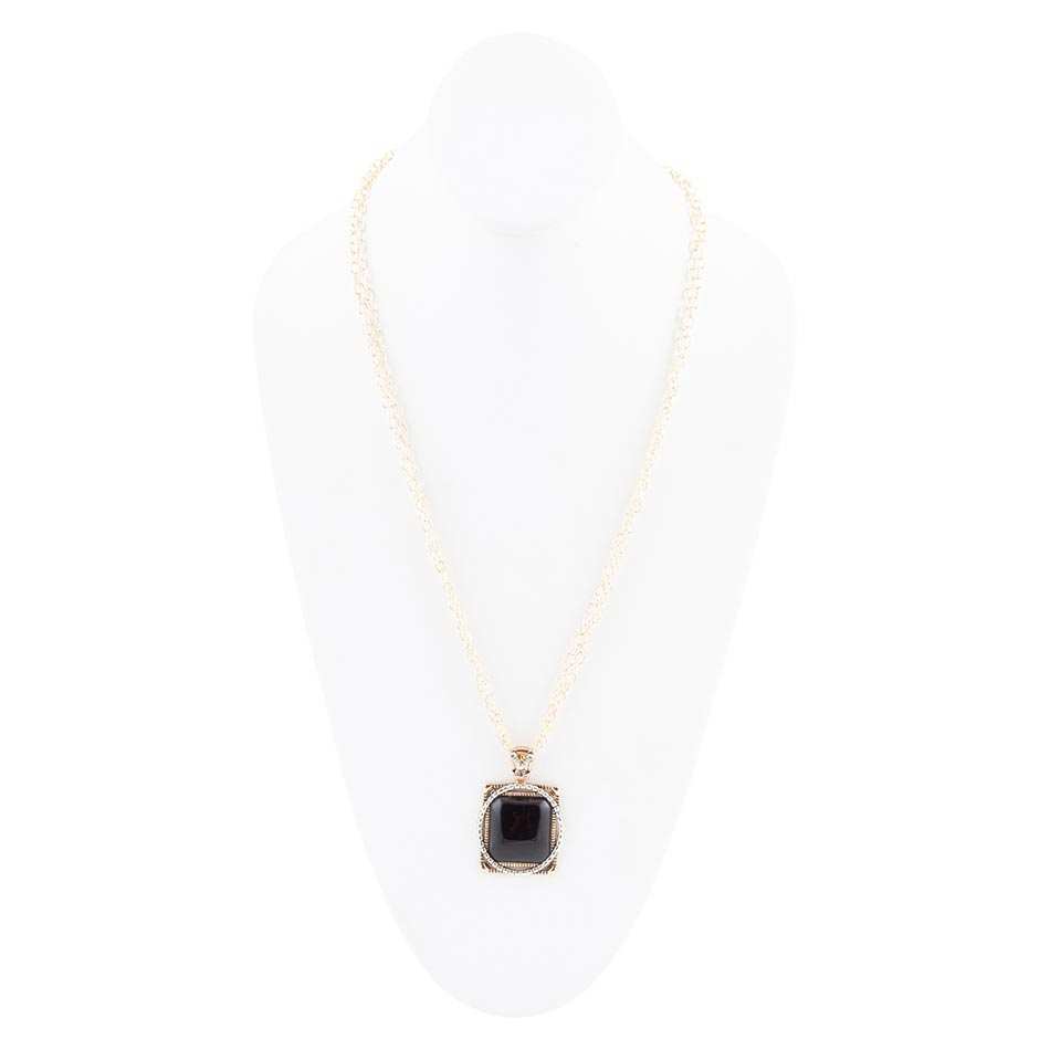 Black Onyx Mixed Metal Pendant Necklace - Barse Jewelry - Flyclothing LLC