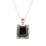 Black Onyx Mixed Metal Pendant Necklace - Barse Jewelry - Flyclothing LLC