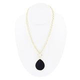 Black Onyx Teardrop Golden Chain Necklace - Barse Jewelry - Flyclothing LLC