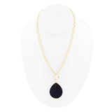 Black Onyx Teardrop Golden Chain Necklace - Barse Jewelry