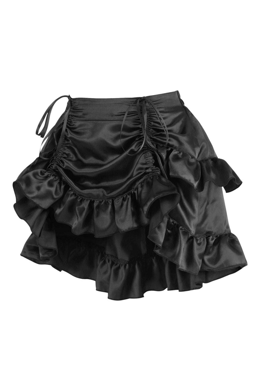 Daisy Corsets Black Satin Ruched Bustle Skirt - Daisy Corsets - Flyclothing LLC
